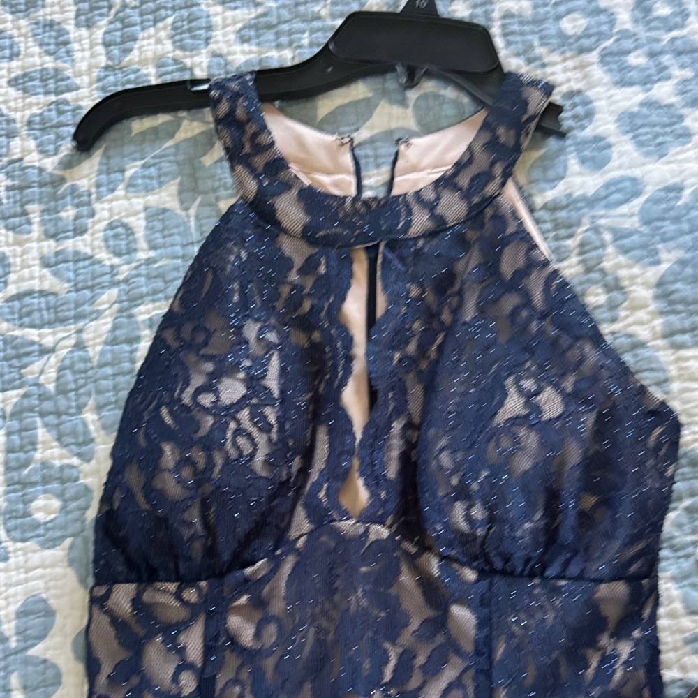 Speechless Midnight Blue Lace Gown